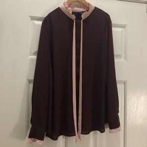 Wine /pink bow blouse